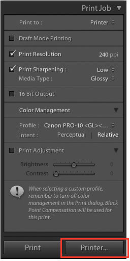 printer button