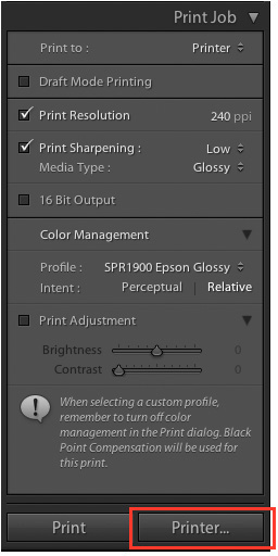printer profile