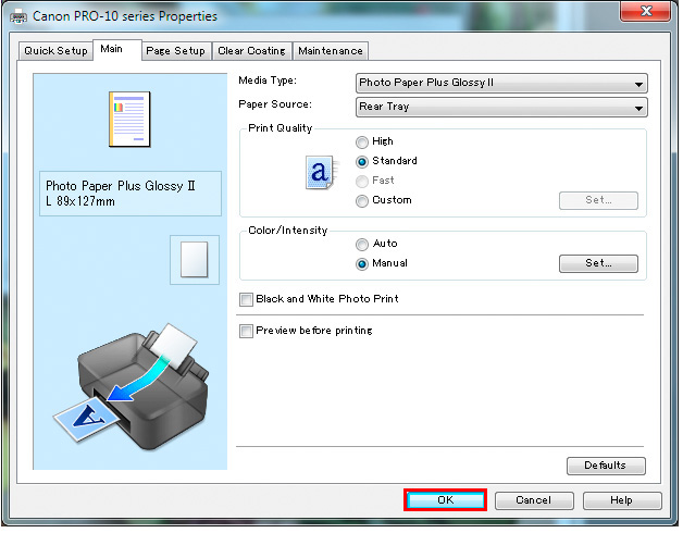 print settings