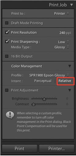 relative rendering intent