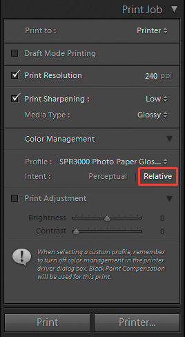 relative rendering intent
