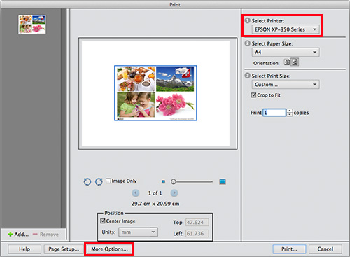 click More Options in the lower left