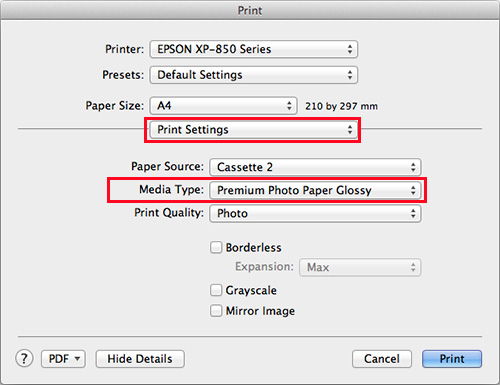 Select Print Settings