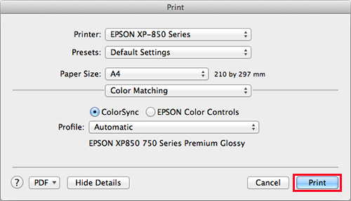 Now select Color Matching