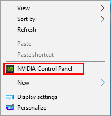 Right-click the desktop and choose [NVIDIA Control Panel]