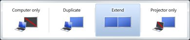 The menu launched by simultaneously pressing the "Windows" and "P" keys. You can easily switch between display methods such as dual display or clone view.