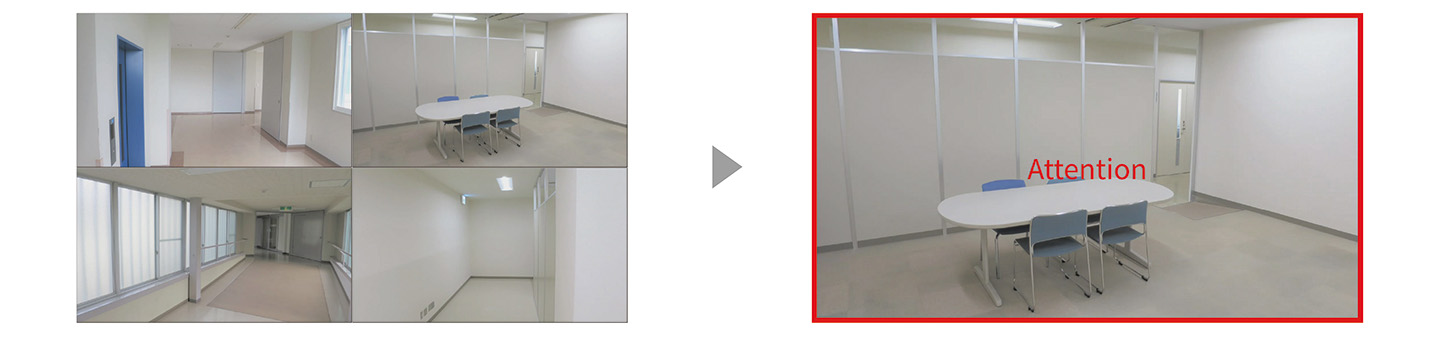 The layout switches to 1 screen with a red frame and text indicating an alert for the image in position number 2.
