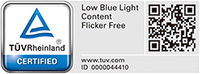 TUV low blue light content / flecker free logo