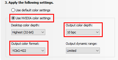 Color Settings –  Support