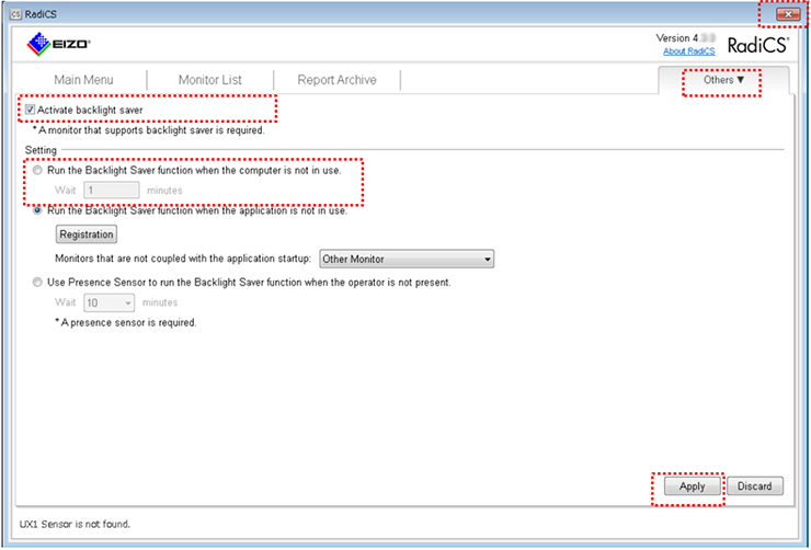 backlight saver settings